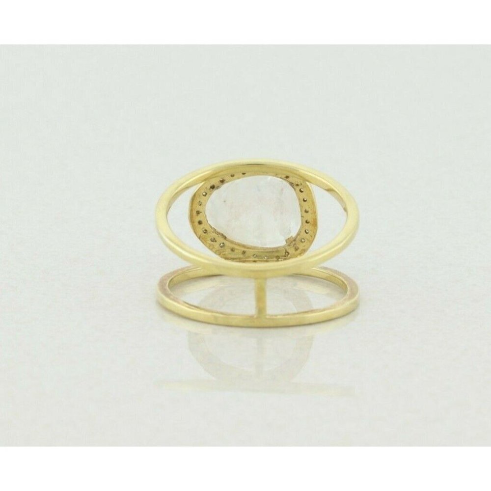 Gold over Sterling Silver Moonstone & Diamond Halo Ring Size 10 - Picture 8 of 9